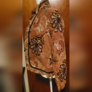 Vintage‎ Trimdin Open Front Brown Tapestry Blazer/Jacket Womens